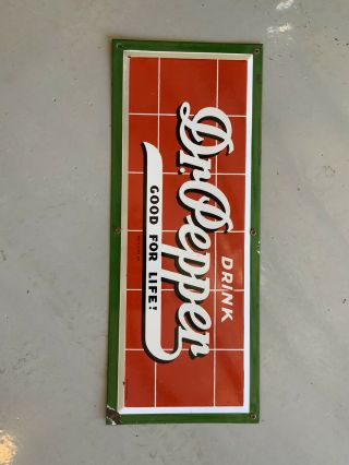 Antique Dr.  Pepper Porcelain Sign Red And Green