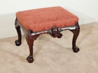 Baker Furniture Historic Charleston Faces Chippendale Mahogany Ottoman Footstool