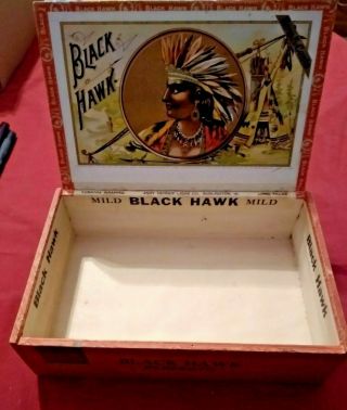 Black Hawk Cigar Box - Vintage 1920 