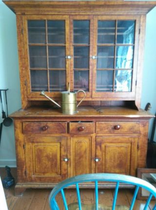 American Primitive Colonial Hutch Cupboard Cabinet - 19th Century