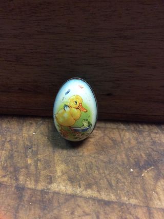 Antique Vtg Tin Litho Easter Egg Candy Container Liam Devlin Ireland England