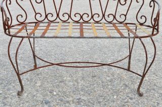 Vintage French Victorian Style Wrought Iron Heart Back Garden Settee Bench