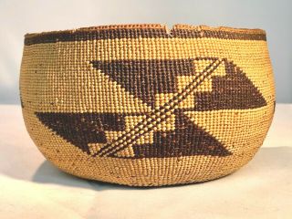 Antique Vintage Yurok (hupa) Basket Nw California - 5 3/4 " X 3 3/4 " Stunning