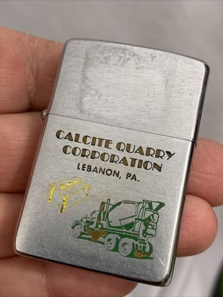 1963 Zippo Lighter - Calcite Quarry Corp Lebanon,  Pa - Truck Graphics