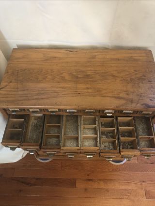 Antique Vtg Wood Apothecary Card Cabinet Hardware Store Parts 52 Drawer Storage 6