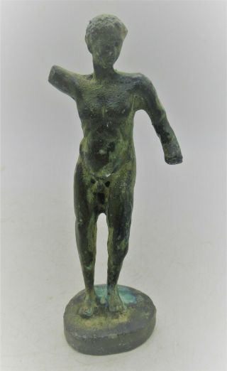 Ancient Roman Bronze Statuette Of A Young Apollo Circa 200 - 300 Ad