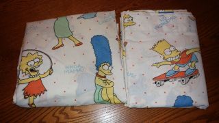 Vintage 1990 The Simpsons Twin Bed Size Flat & Fitted Sheets