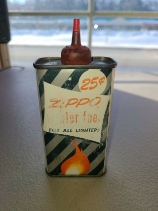 Rare Vintage Empty Zippo Lighter Fuel Fluid Tin Can 25 Cent
