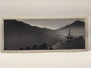 1934 Lilian May Miller Japanese Woodblock Print Pagoda At Dusk