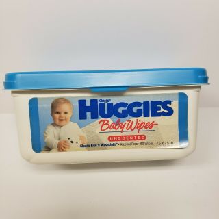 Vintage 1992 Kleenex Huggies Baby Diaper Wipes Container Rare Prop Staging