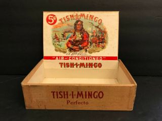 Tish - I - Mingo Cigar Box,  Indian And Native American Scenes,  5 Cent Cigar
