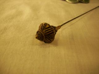 Vintage 13 Inch Hat Pin/Metal in Antique Gold Finish 2