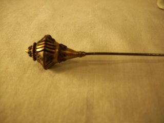 Vintage 13 Inch Hat Pin/Metal in Antique Gold Finish 3