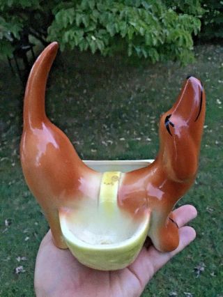 Vintage Rover Hirsch Weiner Dog Dachshund Pottery Bird Feeder Dish Ashtray ❤️j8
