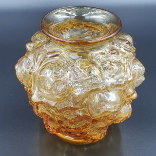 Vintage Amber Gold Imperial Glass Vase Rose Roses 6.  5 