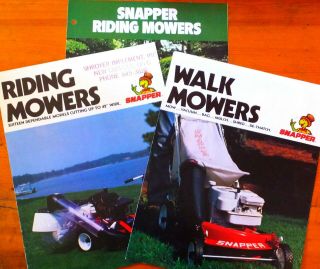 Vintage Three Snapper Ag Brochures,  Snapper Riding Mowers,  Snapper Walk Mowers