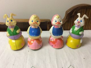 4 Vintage Easter Unlimited Friction Toys Rabbits And Ducks
