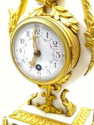 Antique French Gilt Bronze Ormolu Clock With Porcelain Dail Circa 1900