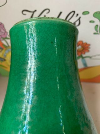 Antique Chinese Green - Glazed Crackle Porcelain Ceramic Mouth Vase 6