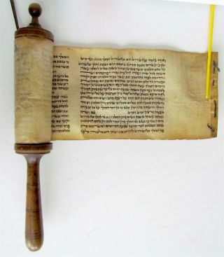 Esther Scroll On Parchment 19c.  Antique Judaica Manuscript Megillah Hand Written