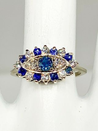 Antique 1940 $4k 2ct Natural Ceylon Blue Sapphire Mine Cut Diamond 14k Gold Ring