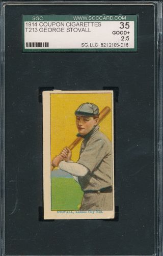 Sgc 2.  5 T213 - 2 George Stovall Scarce 1914 Coupon Cigs Graded Good Plus Gd,  Tphlc