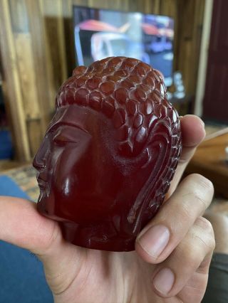 Cherry Amber Bakelite Faturan Object - Marbled and Huge - Antique Chinese? Era 2