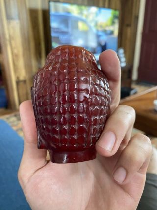 Cherry Amber Bakelite Faturan Object - Marbled and Huge - Antique Chinese? Era 3