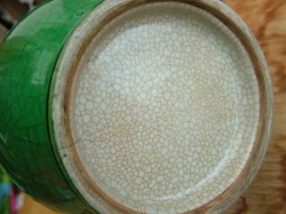 Chinese Porcelain Apple Green Crackle Glazed Ceramic Vase 蒼蠅翅 3