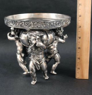 Antique Meriden Silver Plate Figural Cherub Base For Art Glass Basket Bowl
