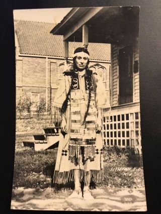 Native American Indian Woman Sisseton Sd Rppc Vintage Old Real Photo Postcard