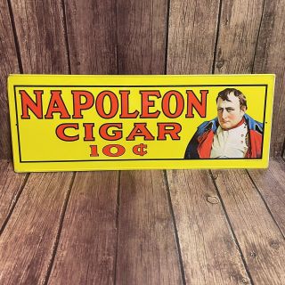 Vintage 1974 Napoleon Cigar 10¢ Tobacco Tin Sign Sanford J Heilner 7 X 19