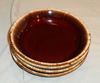 4 Vintage Brown Drip 6 3/4 " Wide Bowls Take A Look