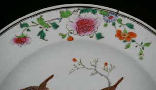 V - LARGE Antique Chinese Famille Rose Porcelain Charger 18th C QING 35.  5cm B 6