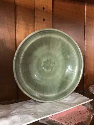Antique 16th Century Late Yuan Or Ming Dynasty Longquan Celadon Plate