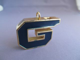 Rare 3d Vintage 1979 Givenchy Gold Tone Logo Blue Enamel Whistle Runway Pendant