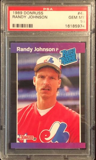 1989 Donruss Randy Johnson 42 Psa 10 Gem Rookie Rc (error Missing)