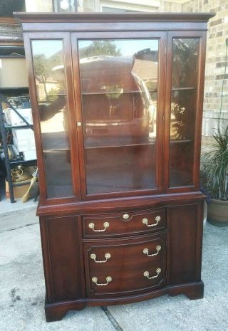 Antique Duncan Phyfe China Cabinet W/ Wood & Glass Doors And Drawer