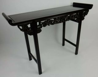 Chinese Carved Rosewood Altar Table with Dueling dragons 50 inches 4