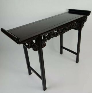 Chinese Carved Rosewood Altar Table with Dueling dragons 50 inches 5