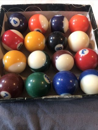 Vintage Mini 1.  5 " Billiard Ball Complete Set Small Pool Balls