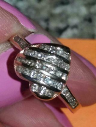 Antique Vintage Diamond Heart Channel Set 1 Of A Kind Art Deco Ring 14k Gold 3g