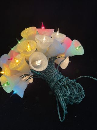 Christmas 1960’s Vintage Italian Miniature Lights Frosted Multi Color Bells 35 2