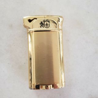 Vintage Gold Tone Metal Colibri Smoking Pipe Lion Logo Lighter