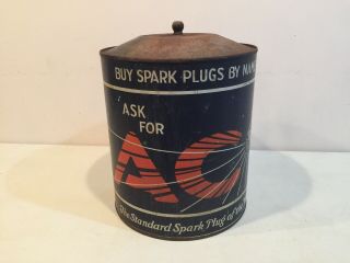 Antique Ac Spark Plug Display Round Cabinet 1920 