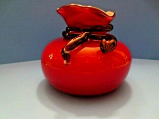 Vintage Ruby Red Art Glass Vase With Ribbon Design Signed Mark Stephenson 6 " H