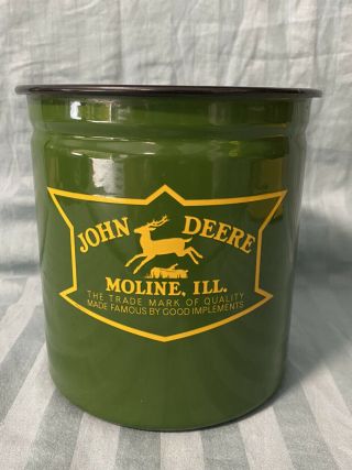 Vintage John Deere Moline,  Ill.  Green Enamel Can/canister