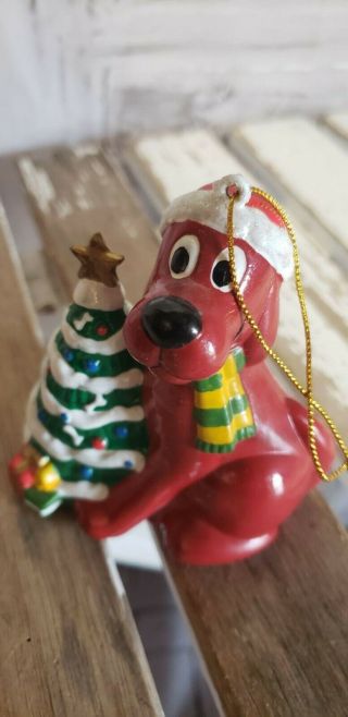 Vintage Clifford The Big Red Dog 2002 Christmas Tree Santa Hat Holiday Ornament