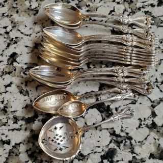 17 Pc Towle 1895 Old Colonial Sterling Silver Spoons Approx 15.  1oz / 427g Scrap?