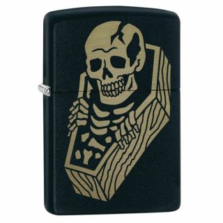 Zippo Skeleton Coffin Design Black Matte Lighter,  218 - 084671
